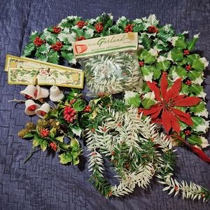 HUGE Lot Vintage MCM CHRISTMAS Garland Sugar Bells PLASTIC Centerpiece